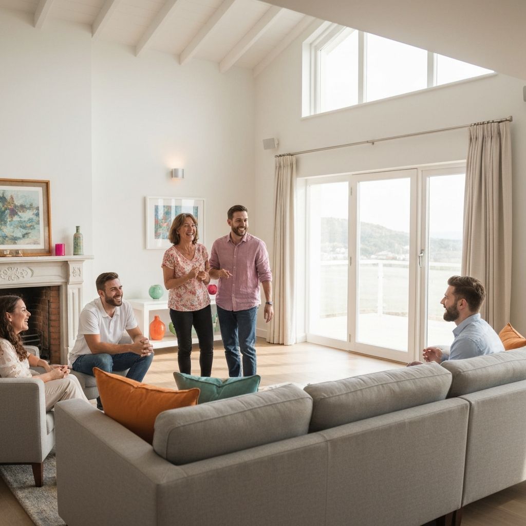 Happy guests in luxury property